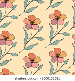 Seamless fabric of flowers pattern, like illustration. Suit for package design, wallpaper, fashion print, Housing wallpaper, arty-crafty.
