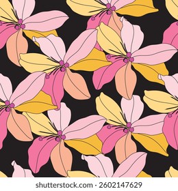 Seamless fabric of flowers pattern, like illustration. Suit for package design, wallpaper, fashion print, Housing wallpaper, arty-crafty.
