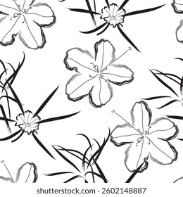 Seamless fabric of flowers pattern, like illustration. Suit for package design, wallpaper, fashion print, Housing wallpaper, arty-crafty.
