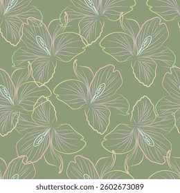 Seamless fabric of flowers pattern, like illustration. Suit for package design, wallpaper, fashion print, Housing wallpaper, arty-crafty.
