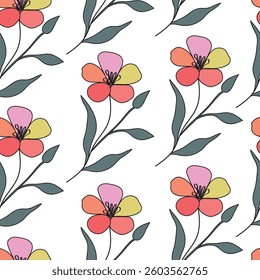 Seamless fabric of flowers pattern, like illustration. Suit for package design, wallpaper, fashion print, Housing wallpaper, arty-crafty.

