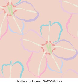 Seamless fabric of flowers pattern, like illustration. Suit for package design, wallpaper, fashion print, Housing wallpaper, arty-crafty.

