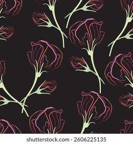 Seamless fabric of flowers pattern, like illustration. Suit for package design, wallpaper, fashion print, Housing wallpaper, arty-crafty.
