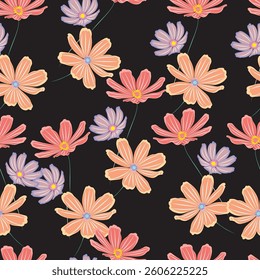 Seamless fabric of flowers pattern, like illustration. Suit for package design, wallpaper, fashion print, Housing wallpaper, arty-crafty.
