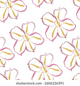 Seamless fabric of flowers pattern, like illustration. Suit for package design, wallpaper, fashion print, Housing wallpaper, arty-crafty.
