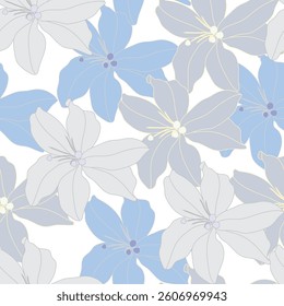 Seamless fabric of flowers pattern, like illustration. Suit for package design, wallpaper, fashion print, Housing wallpaper, arty-crafty.

