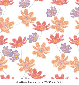 Seamless fabric of flowers pattern, like illustration. Suit for package design, wallpaper, fashion print, Housing wallpaper, arty-crafty.

