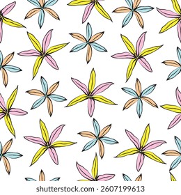 Seamless fabric of flowers pattern, like illustration. Suit for package design, wallpaper, fashion print, Housing wallpaper, arty-crafty.
