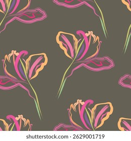 Seamless fabric of flowers pattern, like illustration. Suit for package design, wallpaper, fashion print, Housing wallpaper, arty-crafty.
