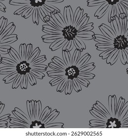 Seamless fabric of flowers pattern, like illustration. Suit for package design, wallpaper, fashion print, Housing wallpaper, arty-crafty.
