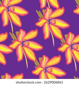 Seamless fabric of flowers pattern, like illustration. Suit for package design, wallpaper, fashion print, Housing wallpaper, arty-crafty.

