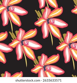 Seamless fabric of flowers pattern, like illustration. Suit for package design, wallpaper, fashion print, Housing wallpaper, arty-crafty.
