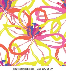 Tela inconsútil del patrón de las flores, como ilustración. Traje para el diseño del paquete, Fondo de pantalla, impresión de la moda, Fondo de pantalla de la vivienda, arty-crafty.