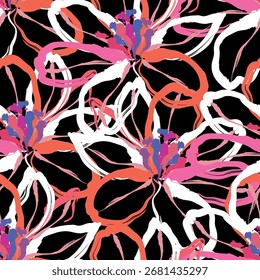 Padrão de tecido sem costura de flores, como ilustração. Terno para design de pacote, papel de parede, impressão de moda, papel de parede de habitação, arty-crafty.