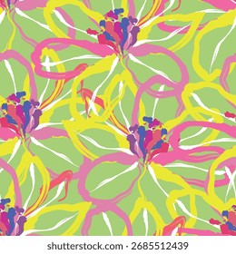 Seamless fabric of flowers pattern, like illustration. Suit for package design, wallpaper, fashion print, Housing wallpaper, arty-crafty.