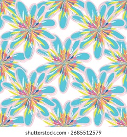 Padrão de tecido sem costura de flores, como ilustração. Terno para design de pacote, papel de parede, impressão de moda, papel de parede de habitação, arty-crafty.