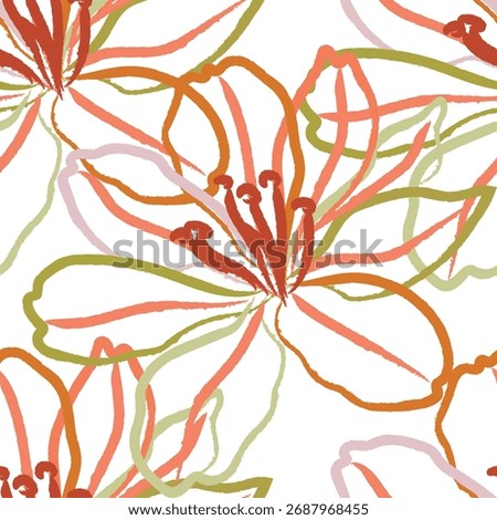 Seamless fabric of flowers pattern, like illustration. Suit for package design, wallpaper, fashion print, Housing wallpaper, arty-crafty.