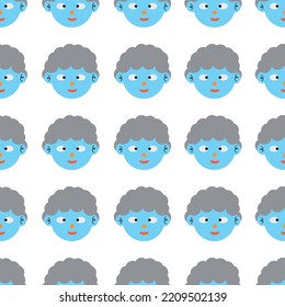 Seamless fabric of  happy face Pattern Vector, like ornament vector. Cute, cartoon face, kids, happy portrait.
