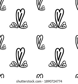 Seamless fabric with hearts of different sizes on a white background. Vector illustration. Wallpaper. Background.