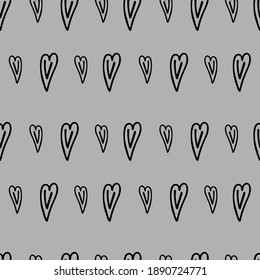 Seamless fabric with the image of a heart on a gray background. Vector illustration. Wallpaper. Background.