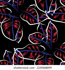 Seamless fabric of  leaves Line Pattern, like illustration. Suit for package design, wallpaper, fashion print.