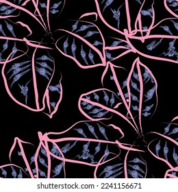 Seamless fabric of  leaves Line Pattern, like illustration. Suit for package design, wallpaper, fashion print.