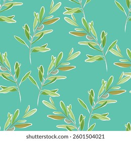 Seamless fabric of leaves pattern, like illustration. Suit for package design, wallpaper, fashion print, Housing wallpaper, arty-crafty.

