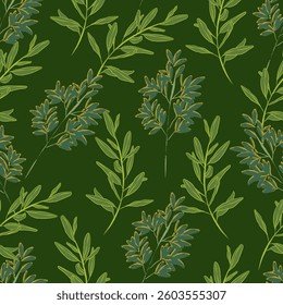 Seamless fabric of leaves pattern, like illustration. Suit for package design, wallpaper, fashion print, Housing wallpaper, arty-crafty.
