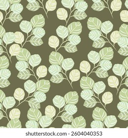Seamless fabric of leaves pattern, like illustration. Suit for package design, wallpaper, fashion print, Housing wallpaper, arty-crafty.

