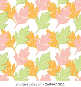 Seamless fabric of leaves pattern, like illustration. Suit for package design, wallpaper, fashion print, Housing wallpaper, arty-crafty.
