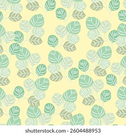 Seamless fabric of leaves pattern, like illustration. Suit for package design, wallpaper, fashion print, Housing wallpaper, arty-crafty.
