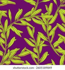 Seamless fabric of leaves pattern, like illustration. Suit for package design, wallpaper, fashion print, Housing wallpaper, arty-crafty.
