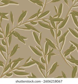 Seamless fabric of leaves pattern, like illustration. Suit for package design, wallpaper, fashion print, Housing wallpaper, arty-crafty. 