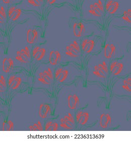 Seamless fabric of  lily flowers Pattern, like minimal style. Suit for package design, wallpaper, fashion print.