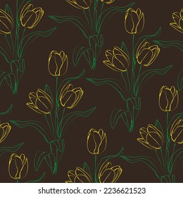 Seamless fabric of  lily flowers Pattern, like minimal style. Suit for package design, wallpaper, fashion print.