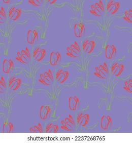 Tejido sin foco de flores de lirio Patrón, como estilo mínimo. Suit para diseño de paquetes, fondo de pantalla, impresión de moda.