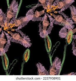 Seamless fabric of  lily flowers Pattern, like minimal style. Suit for package design, wallpaper, fashion print.