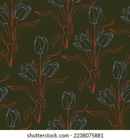 Seamless fabric of  lily flowers Pattern, like minimal style. Suit for package design, wallpaper, fashion print.