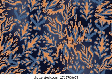 Patrones de motivos de tela sin costuras, patrones abstractos ikat o étnicos abstractos
