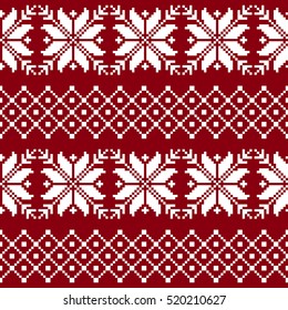 Seamless fabric. The occasion. Merry Christmas and happy New year. Pixels. White and red color. Background, gift wrapping, design., pattern, ornament. Stock vector.