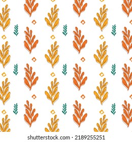 Seamless Fabric Pattern with Autumn Leaves 