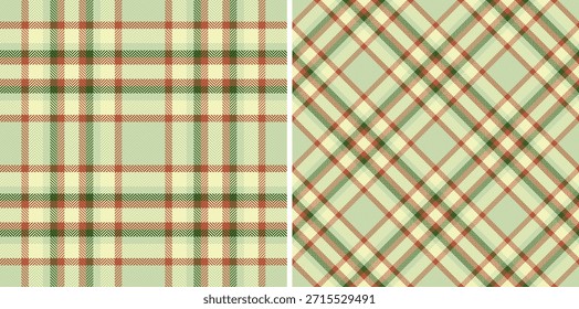 Seamless fabric pattern of background tartan plaid with a texture check vector textile. Set in food colours for design wrapping paper sheets.
