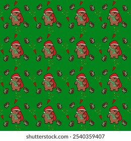 Seamless fabric pattern, bear pattern, love face, festival, Christmas.