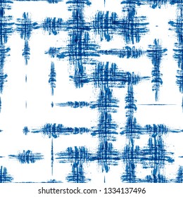 Seamless  Fabric Pattern with Dry Watercolor Lines and Stripes. Abstract Marine Texture. Grungy Paint Textile Pattern. Bohemian Dress Print Design. Geometric Tie Dye Backdrop.