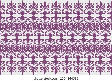 Seamless fabric pattern. European dark pink native damask pattern. White background illustration, vector, wallpaper.