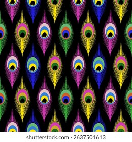 Seamless fabric pattern, exotic pattern, modern pattern, luxury, distinctive, vector pattern, wallpaper, decoration, black background