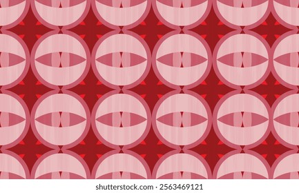 Seamless fabric pattern geometric gapes endlessly beautiful tiles, pattern with people, red background, vector