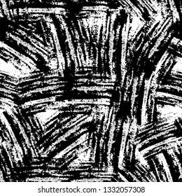 Seamless  Fabric Pattern with Grunge Lines and Stripes. Messy Strokes Texture. Grungy Drawing Pattern. Rusty Surface Background.