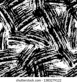 Seamless  Fabric Pattern with Grunge Lines and Stripes. Dirt Ink Overlay Texture. Abstract Watercolor Paint Pattern. Fashion Print Background.