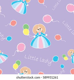 Seamless fabric pattern for the little lady. It can be used for paper, card, invitation.